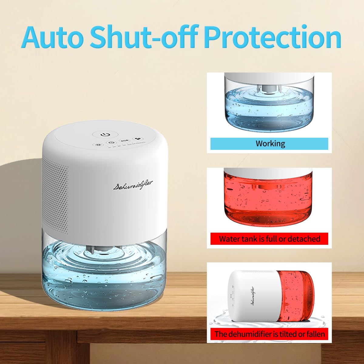 NeedDuck Dehumidifier for Home Small Quiet Dehumidifiers for 44OZ Water Tank Auto Defrost and
