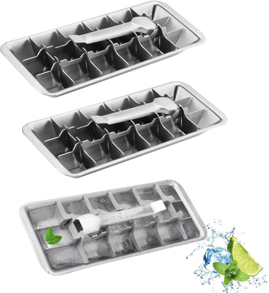3 Pack Stainless Steel Ice Cube Trays, 18 Slot Ice Tray with Easy Release Handle Detachable Ice