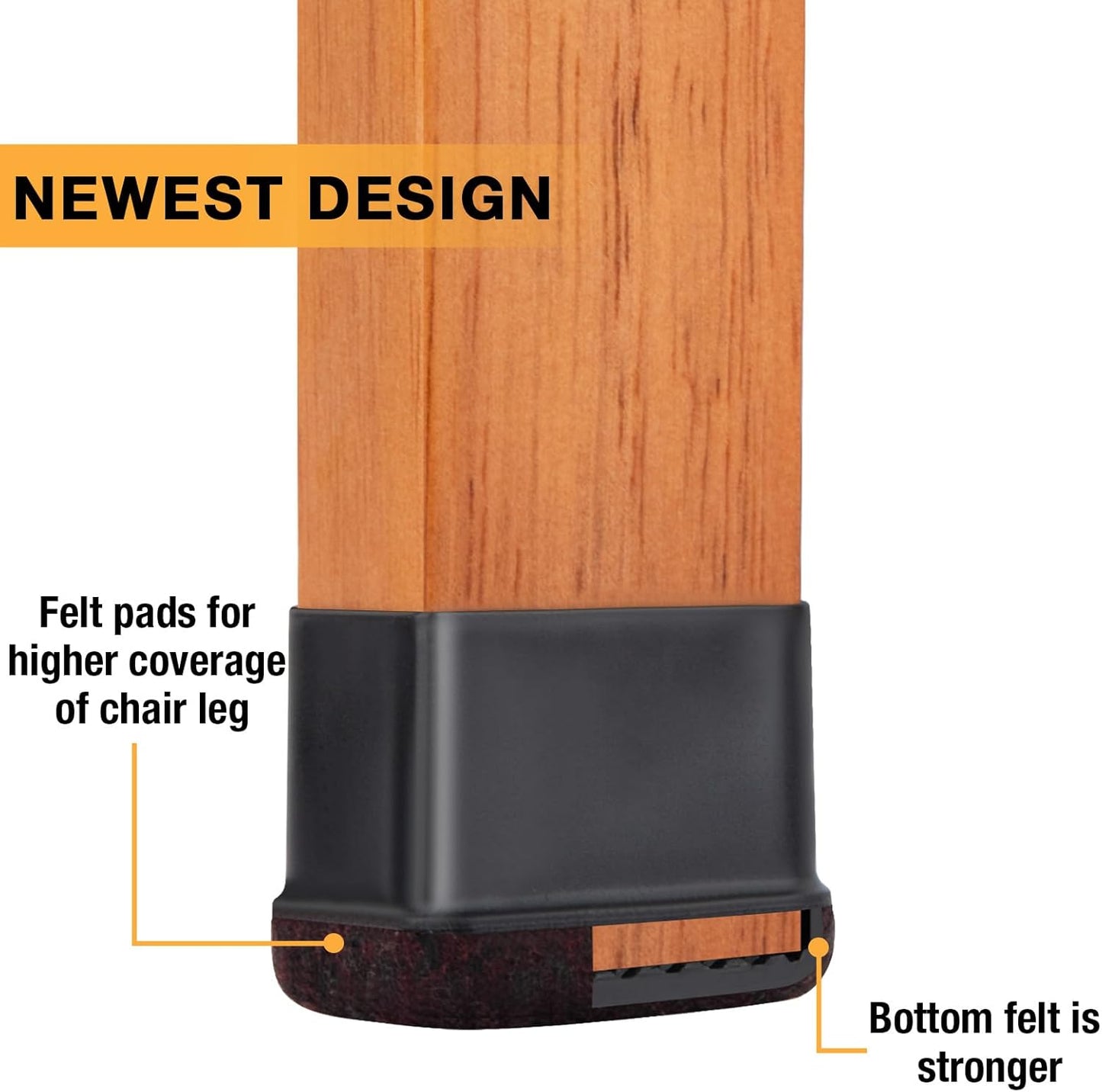 32 Pcs Rectangle Chair Leg Floor Protectors, Silicone Chair Leg Protectors for Hardwood Floors, High Elastic Chair Leg Cover for Chair Table Desk, Protect Wooden Floors from Scratching, Won't Tear