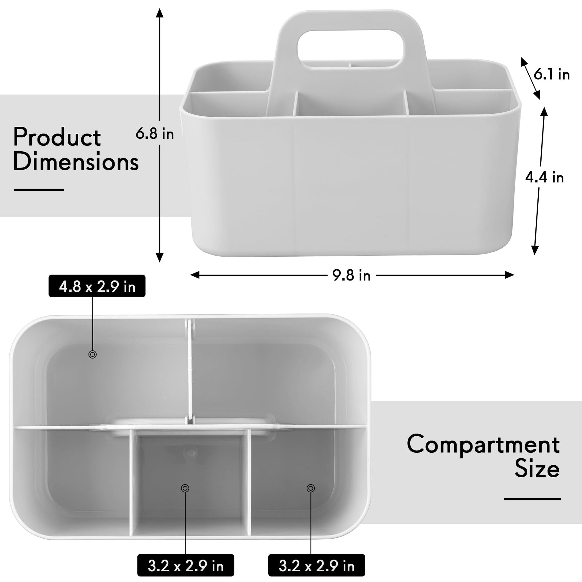 Tiawudi Multipurpose Caddy Organizer, Plastic Caddy with Handle, Stackable Desk Organizer for