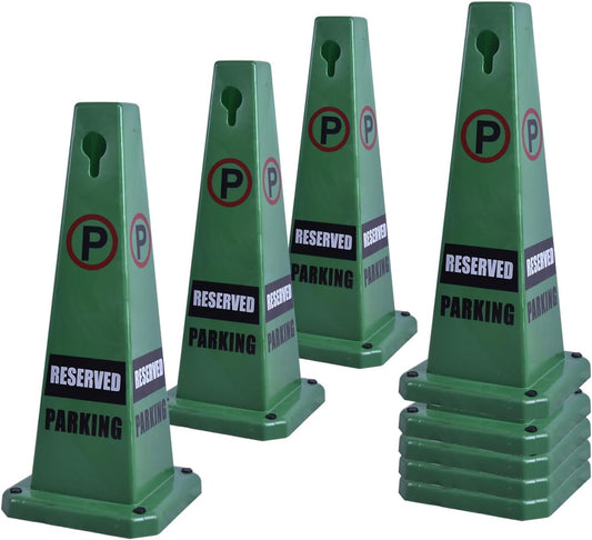 8-Pack 26.5" Caution Cones, 4-Sided Visible Safety Signs with Heavy Rubber Base, Warning for Slip &