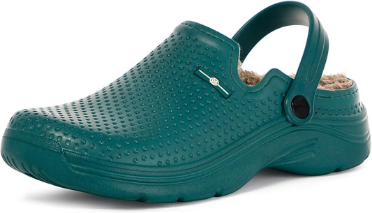 Womens Mens Fur Lined Clogs Waterproof Garden Shoes Winter Warm Fleece Lining Fuzzy House Home Slippers Indoor Outdoor Mules