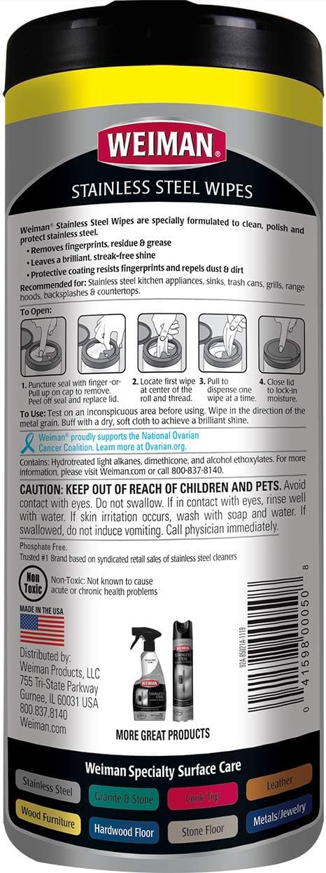 Weiman Heavy Duty Cooktop Polish & Stainless Steel Wipes - Powerful Appliance Kitchen Cleaning Kit - Packaging May Vary