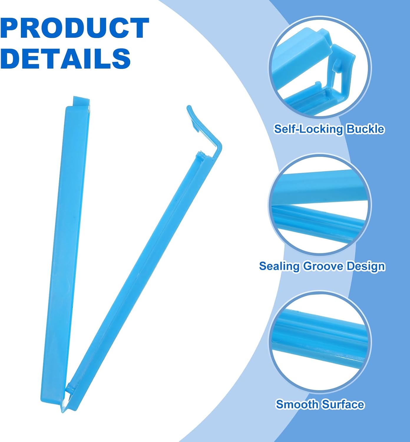 PATIKIL Sealing Clips 4.3 Inch, 10 Pack Reusable Plastic Bag Clip Clamp Sealer for Food Storage Snack Bag Home Kitchen, Blue