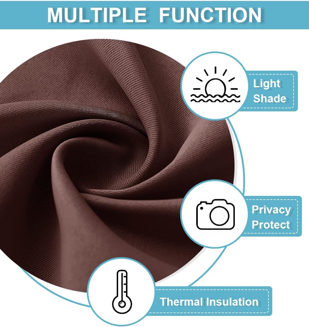 RYB HOME Blackout Curtains for RV Camper Windows, Privacy Thermal Insulating Mini Curtains & Drapes for Bedroom Bathroom Basement Kitchen Door Window Cover, W 42 x L 36 inch, Chocolate Brown, 2 Pcs