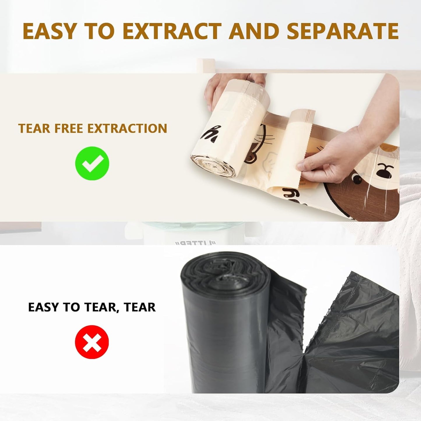 VOK 8 Gallon Trash Bags with Otters Printed, Drawstring Medium Garbage Bags, Tear-Resistant & Odor-Control Kitchen/Bathroom Trash Can Liners, Trash Bags 8 Gallon Drawstring with Secure Tie, 55 Counts