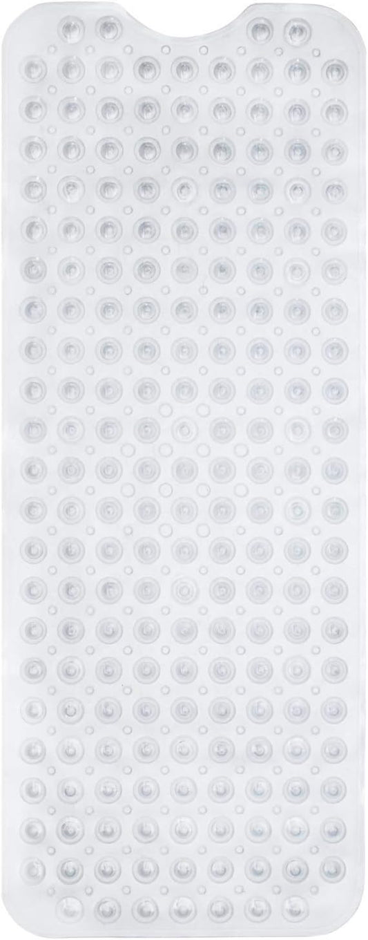 ENKOSI Bath Mat – 40 x 16 Inch Extra Long Non Slip Bathtub Mat – Anti Slip Clear Shower Mat with Suction Cups and Drain Holes – Bathroom Mat for Bath Tub and Smooth Shower Floors (40x16 Clear)