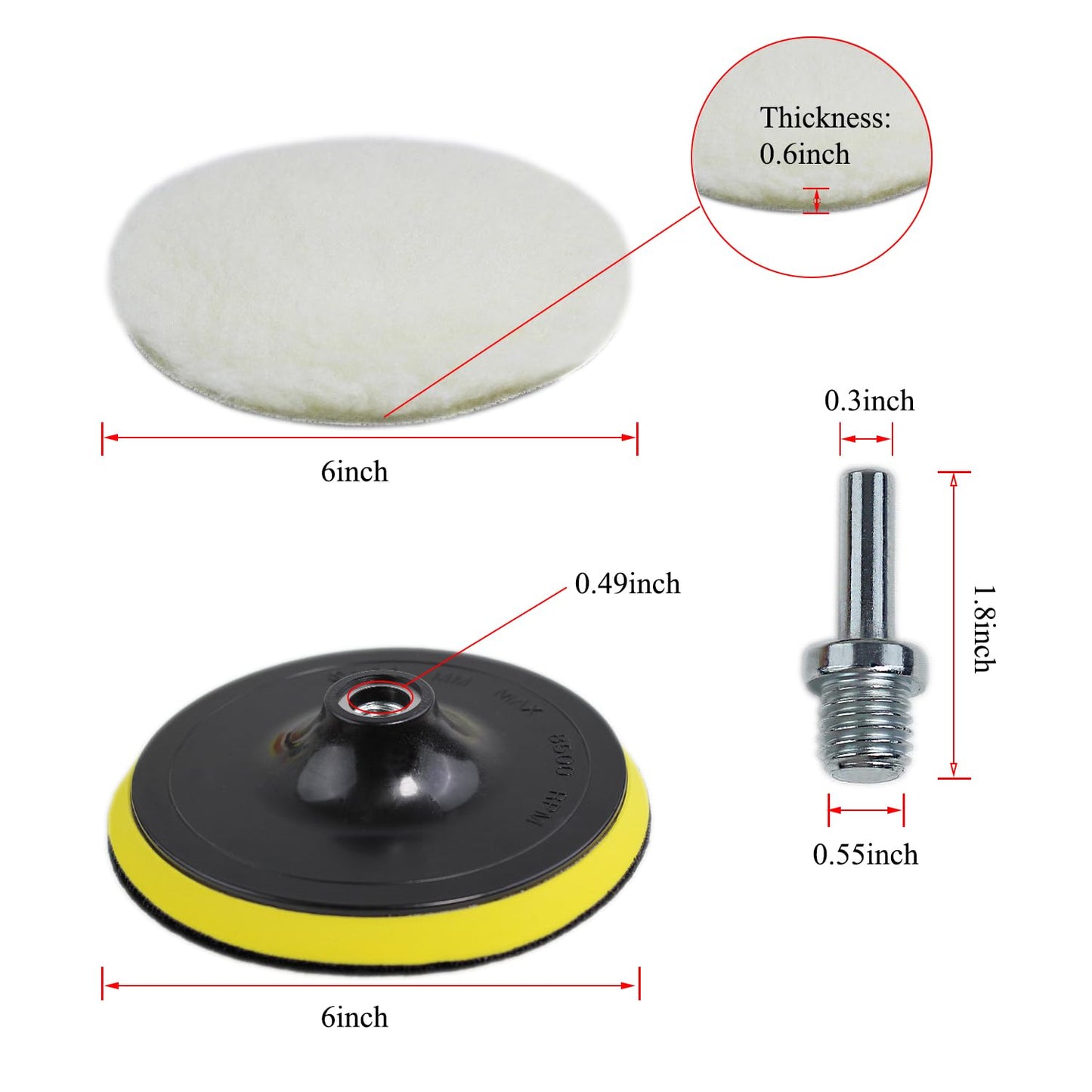 Car Foam Polishing Buffing Kit, Polishing Buffing Pads, Wool Pads, Polishing & Buffing Wheels, for Headlights & Body Foam Wax & Buffer Kits (6)