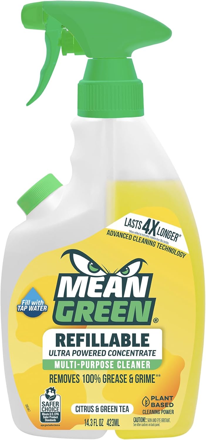 Mean Green Refillable Ultra Powered CONCENTRATE Multi Purpose Cleaner, Citrus & Green Tea, 14.3 fl oz