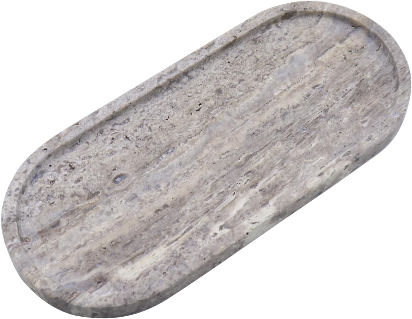 Natural Marble Tray, Oval Vanity Decorative Tray for Bathroom Counter, Countertop Stone Organizer, Catchall Tray for Kitchen, Perfume, Candles, Jewelry Dish Decorative Tray
