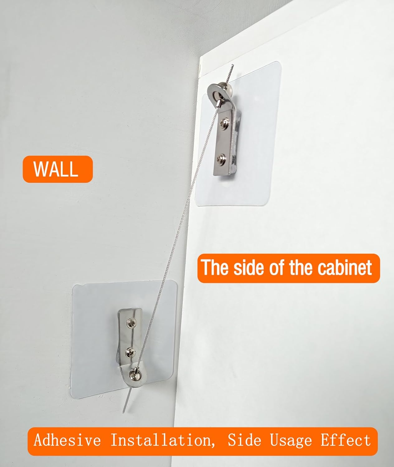 Furniture Anchors 4 Pairs No Drill Heavy Duty Anchors Fridge Lock Adjustable Self-Adhesive Safety Anti Tip Straps for Baby Proofing 220lbs Tension Earthquake Resistant Metal Straps Prevent Falling