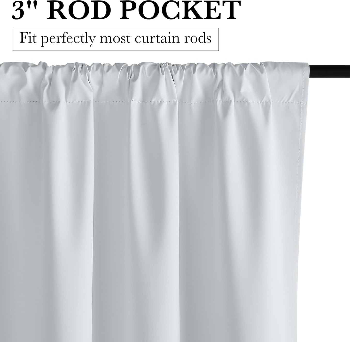 RYB HOME White Blackout Curtains for Bedroom, 100% Blackout Thermal Insulated Noise Reducing Curtains for Living Room Nursery, 34 inches Wide by 72 inches Long, 2 Panels Set