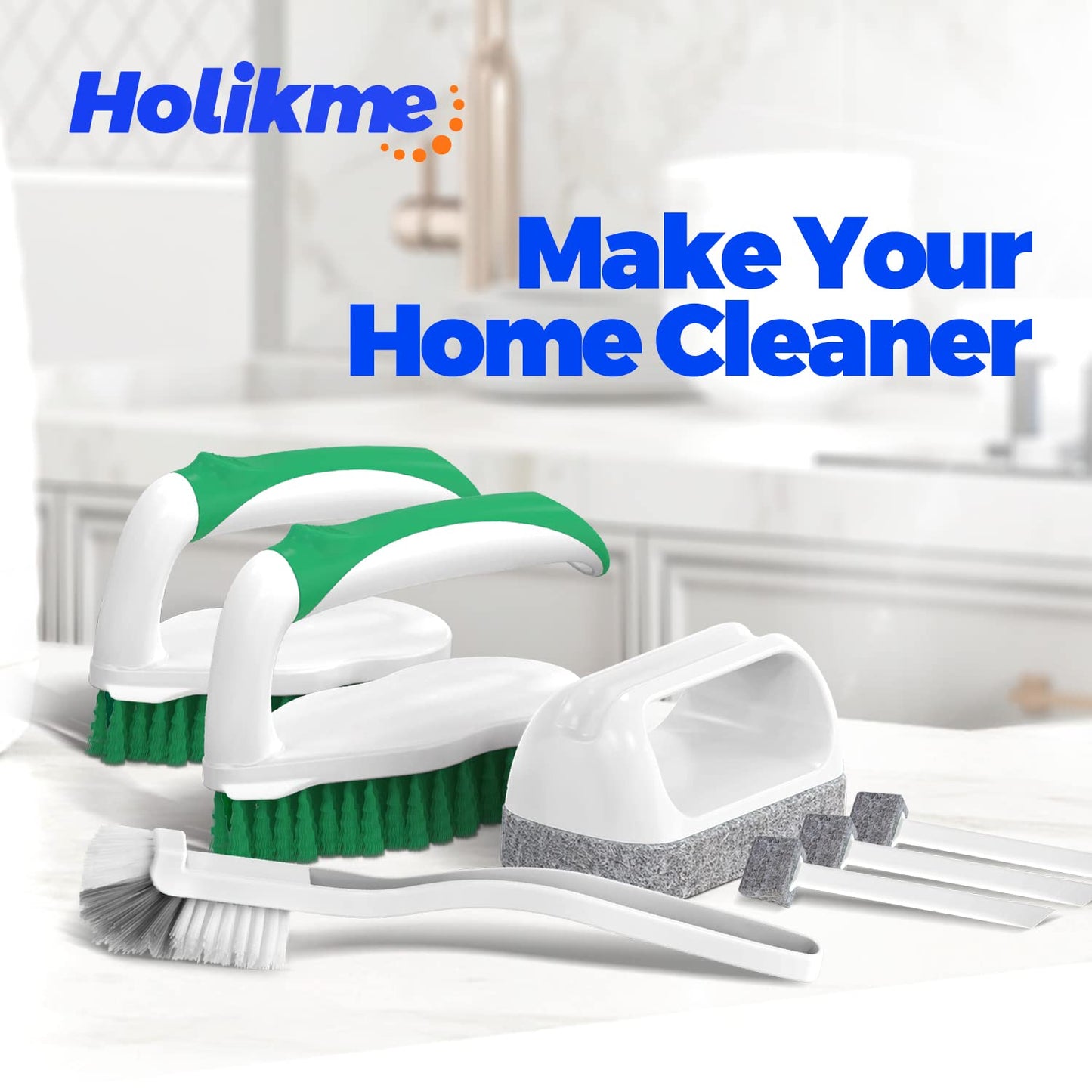 Holikme 7 Pack Cleaning Brush Scrub Brush Kitchen Brush for Floor,Green