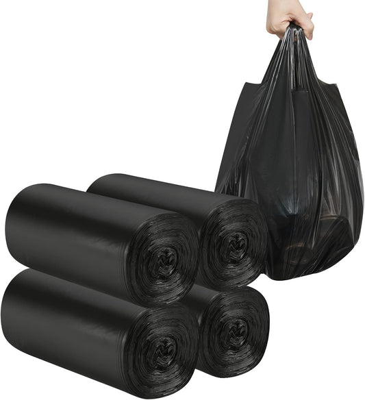 2-4 Gallon Portable Trash Bags,120 Counts Thicken portable Small Garbage Bags for Office, Kitchen,Bedroom Trash Can,Strong Trash Bags（Black）