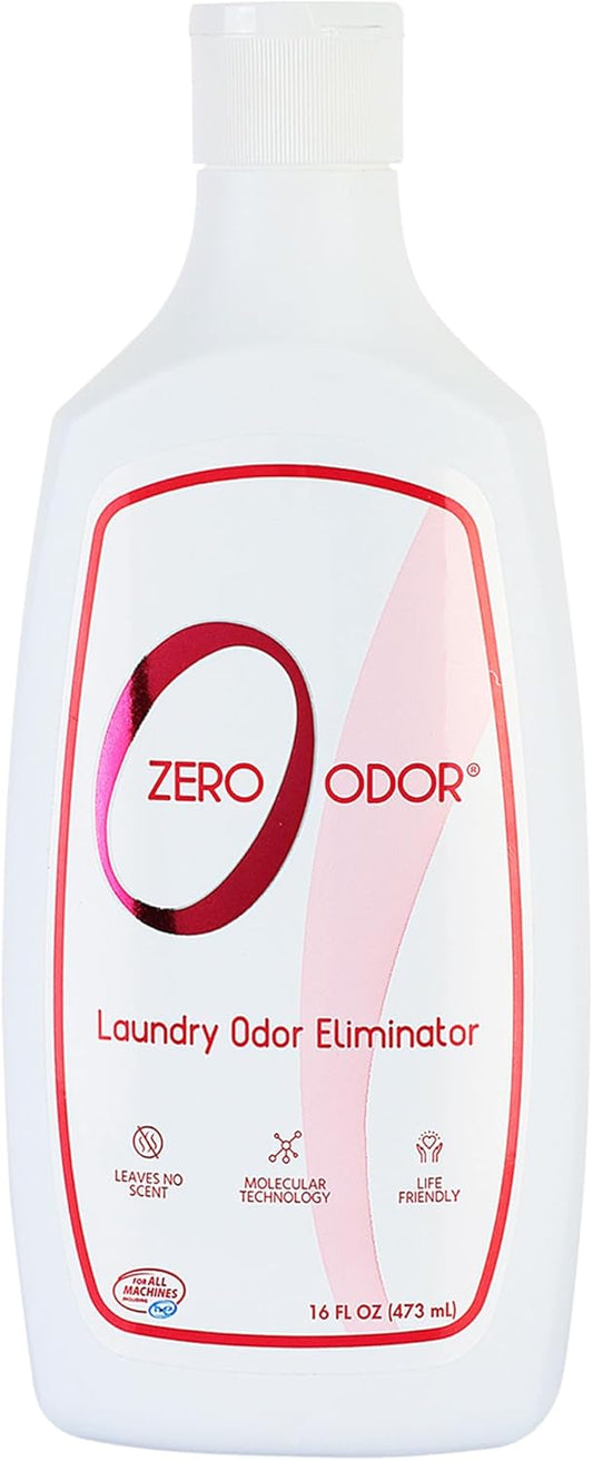 Zero Odor – Laundry Odor Eliminator - Permanently Eliminate laundry Odor – Patented Molecular Technology Best For Clothes, Towels & Linens, Shoes, Bags, Etc. - rinse and refresh Again, 16oz