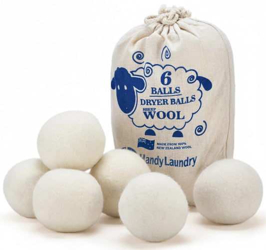 Handy Laundry Wool Dryer Balls - 2.5 Inch - Natural Fabric Softener, Reusable, Reduces Clothing