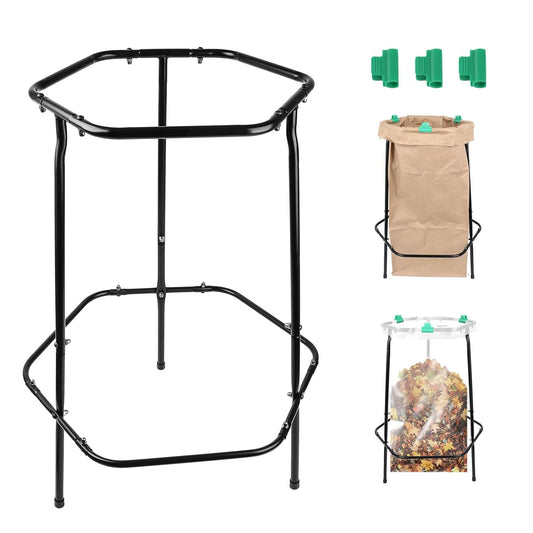 Garden Trash Bag Holder Stand, Metal Leaf Bag Holder, Frame Holds 30-55 Gallon Multi Use Bags, Outdoor Trash Bag Holder for Yard and Lawn Cleanup, Gardening, Camping, Parties