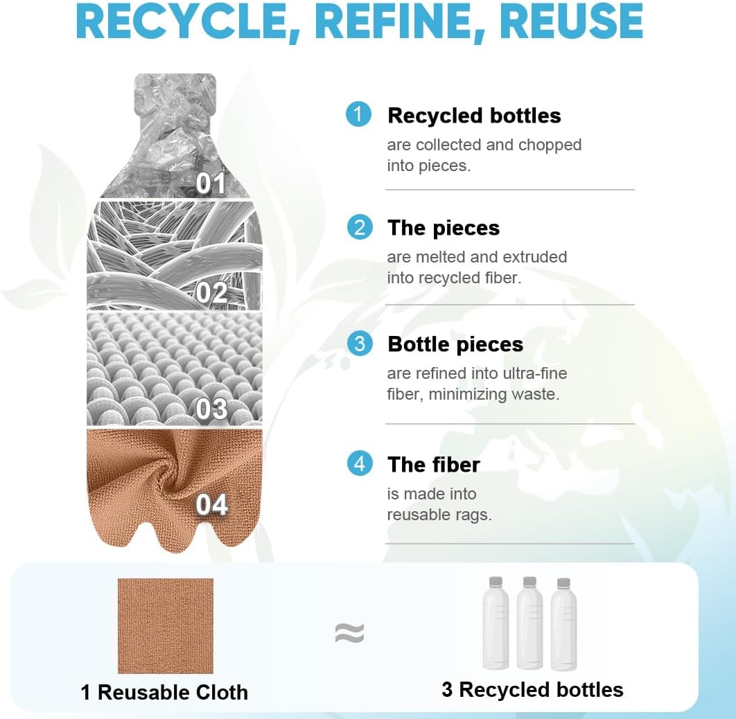 AIDEA Microfiber Cleaning Cloth 165 Sheets 3 Roll, Microfiber Towels for Cars, Shop Rags Washable, Cleaning Rags Reusable Paper Towels for Automotive, Mechanic, Workshops, House,11×9", Coffee