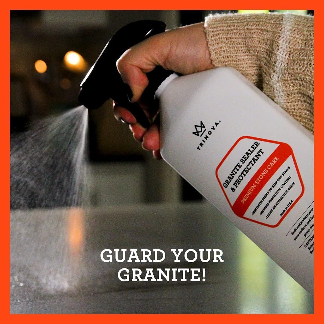 TriNova Granite Sealer & Protectant 18 oz & Gallon Refill Bundle - Guard Your Premium Stone, Enhance Shine, & Protect from Stains
