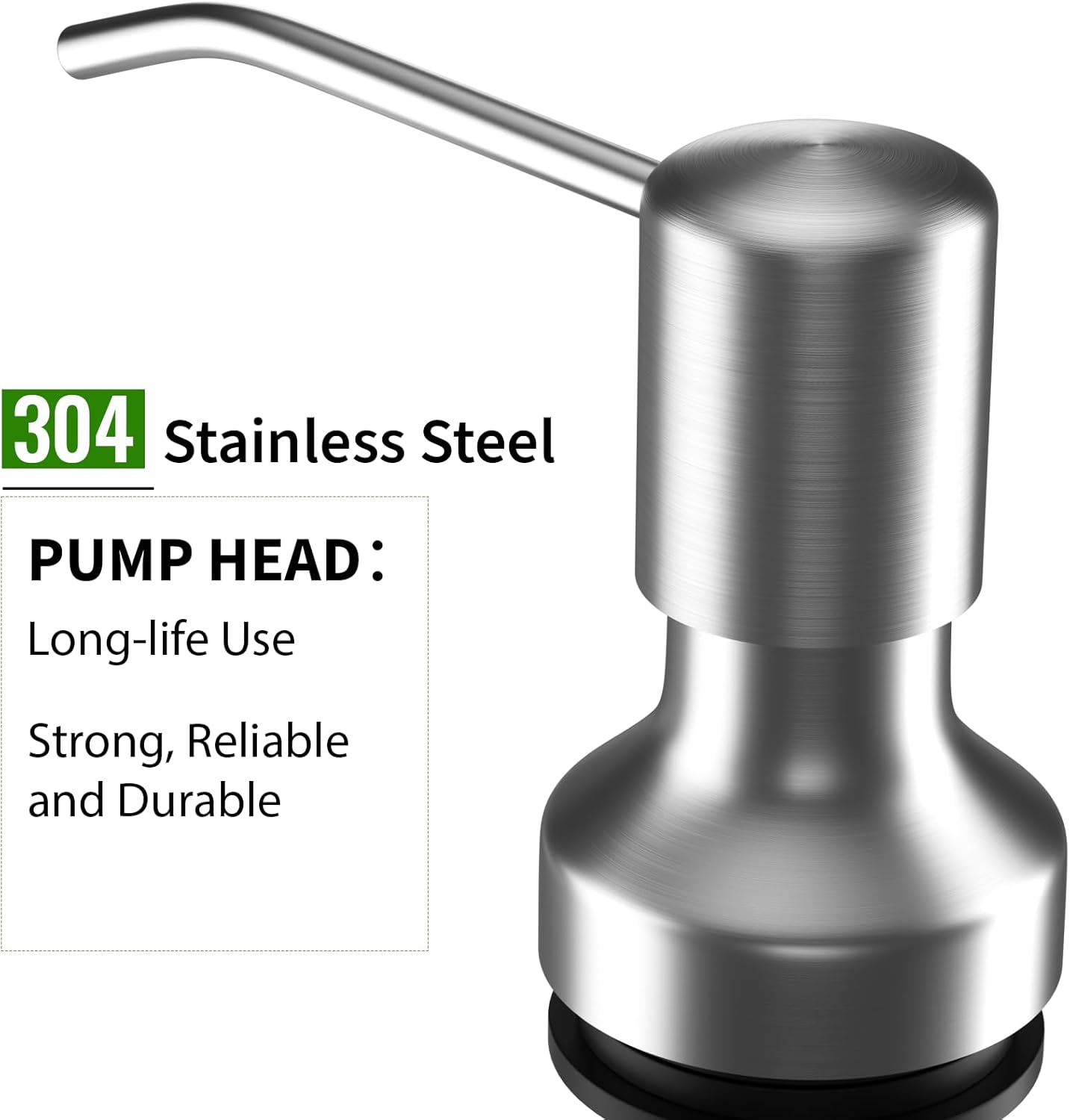 Soap Dispenser for Kitchen Sink, Kitchen Sink Soap Dispenser with 17 OZ Bottle, Refill from The Top Bar, Longer Threaded Shaft Shank, Wide Pump Head Base (Brushed Nickel)