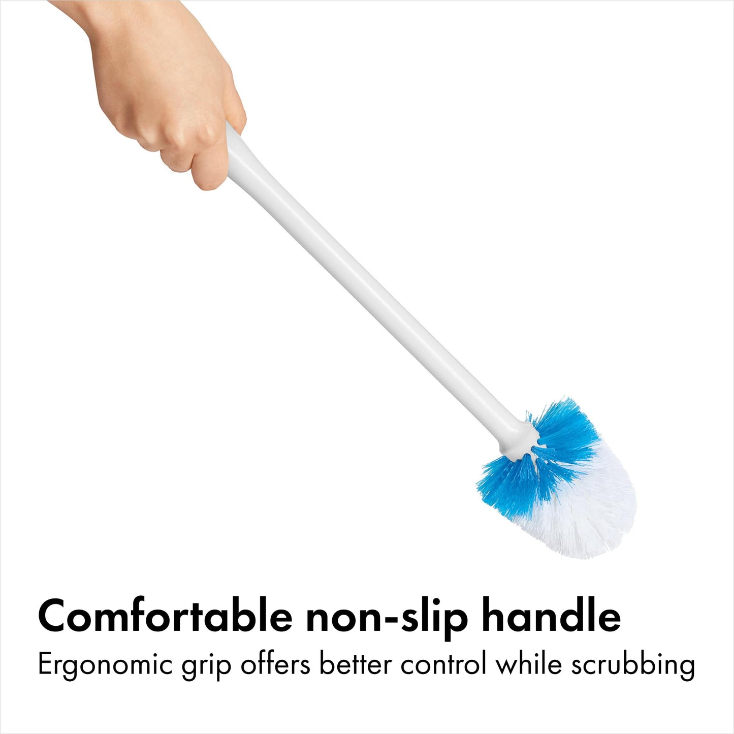 OXO Toilet Brush & Holder Set, Covered Canister, Auto-Open Lid, Compact Design for Small Bathrooms