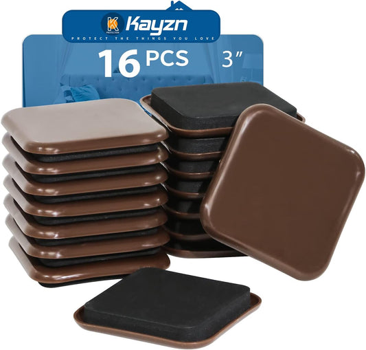 Square Furniture Sliders, 16pcs 3 inch Furniture Moving Kits Carpet Slider for Moving Heavy Furniture, Reusable Furniture Movers Sliders - Protect The Carpet Surface, Easily Move Any Items