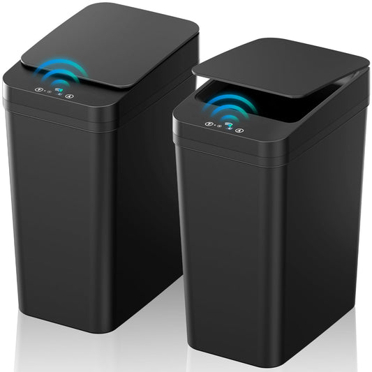 Bathroom Trash Can with Lid, KOEYLE 2 Pack 2.2 Gallon Automatic Touchless Garbage Can, Small Motion