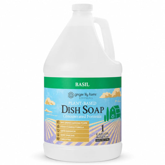 Ginger Lily Farms Botanicals Plant-Based Liquid Dish Soap, Concentrated Formula with Max Grease