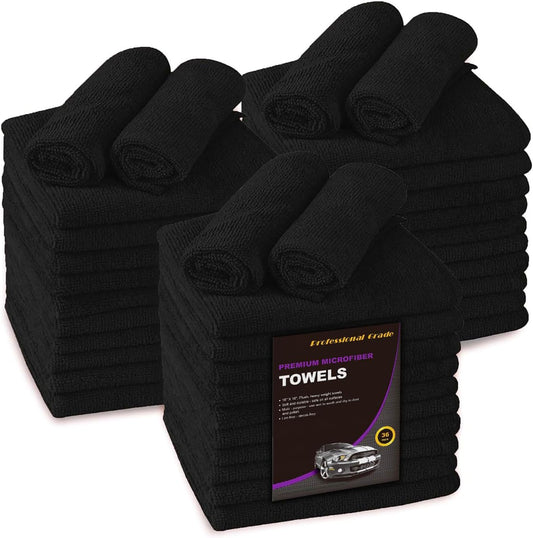 Blue Horizon Microfiber Cleaning Towels, 36-Pack Reusable Shop Towels, Ultra Soft Plush