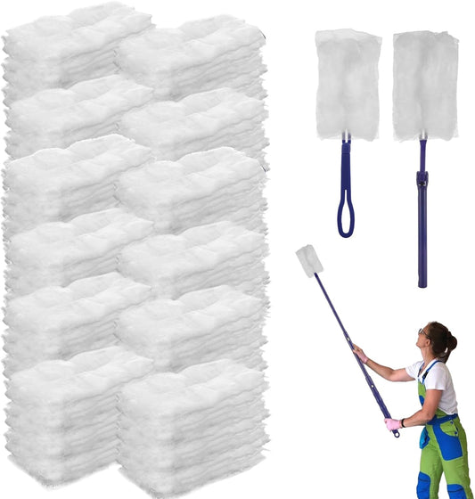JMIATRY 100PCS Disposable Duster Refills for Swiffer Heavy Duty Duster Refills 180° Duster Refill Bulk Duster Pads with Extendable Handle Disposable Dusters for Cleaning Home Office Blinds Ceiling