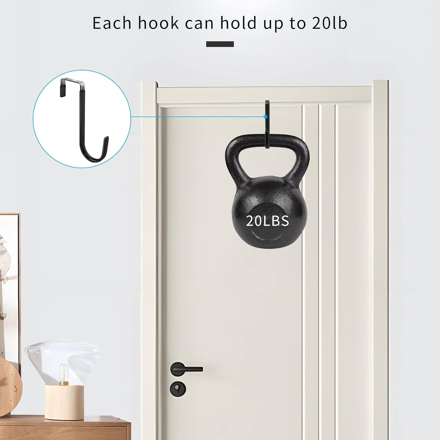 FYY Over The Door Hooks, 10 Pack Door Hangers Hooks with Rubber Prevent Scratches Heavy Duty Organizer Hooks for Living Room, Bathroom, Bedroom Hanging Clothes, Towels, Hats, Coats, Bags Black