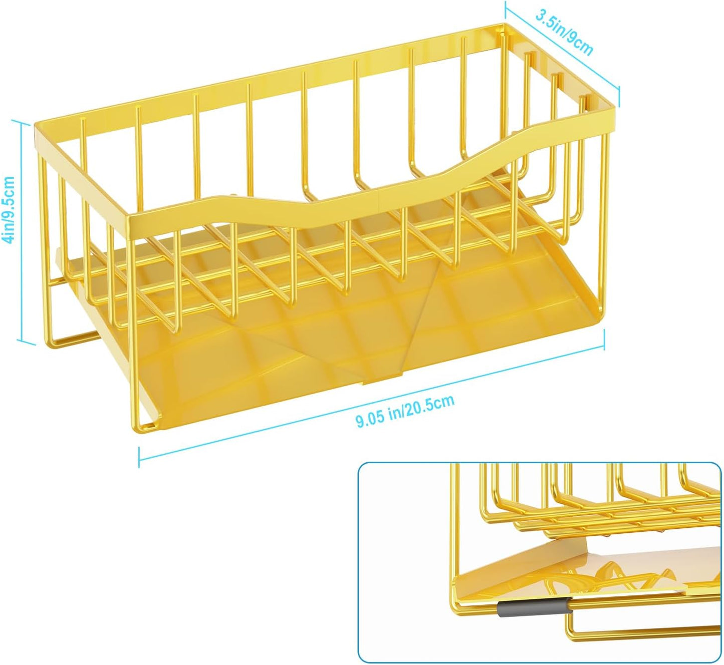 Vanwood Sink Organizer with Auto Draining Tray, Cocina Sponge Caddy and Dish Soap Holder