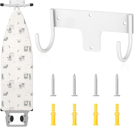 ORLESS Ironing Board Holder Wall Mount, Ironing Board Hanger, Iron Board Holder, Small Y or T Leg Iron Board Hook Wall Mount for Laundry Rooms, 6 Inch(White)