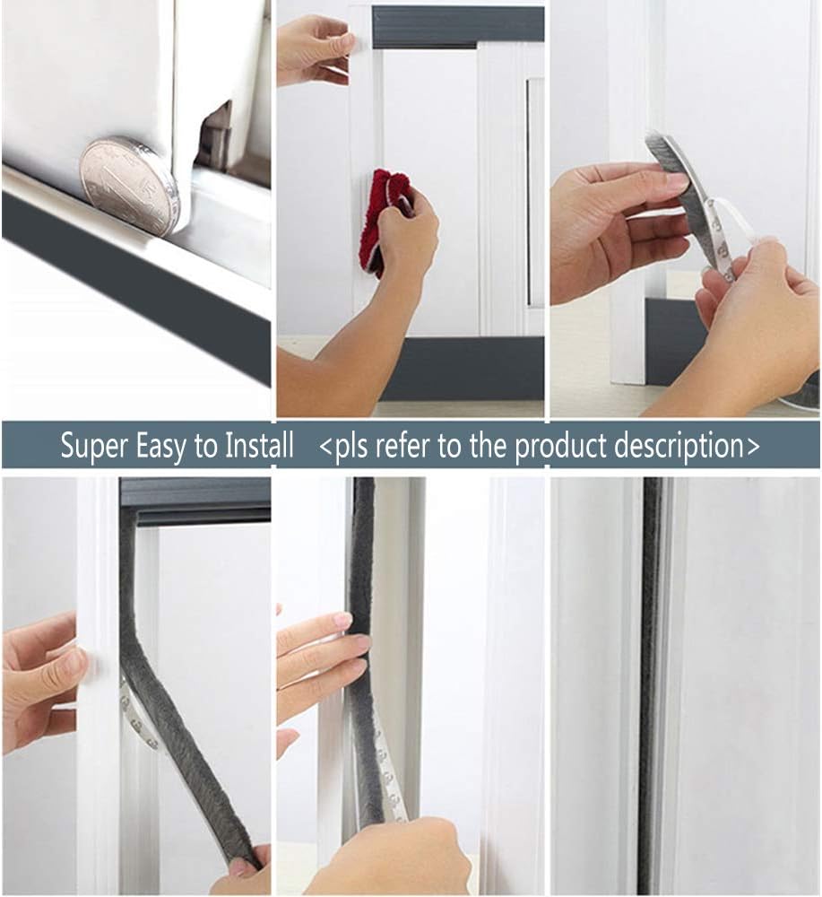 Weather Stripping Brush for Sliding Windows/Doors Frame Side,Pile Self Adhesive Weatherstrip Seal Strip Sealer Draft Stoppers (16.5ft x11/32 x 11/32 Brush inch, White)