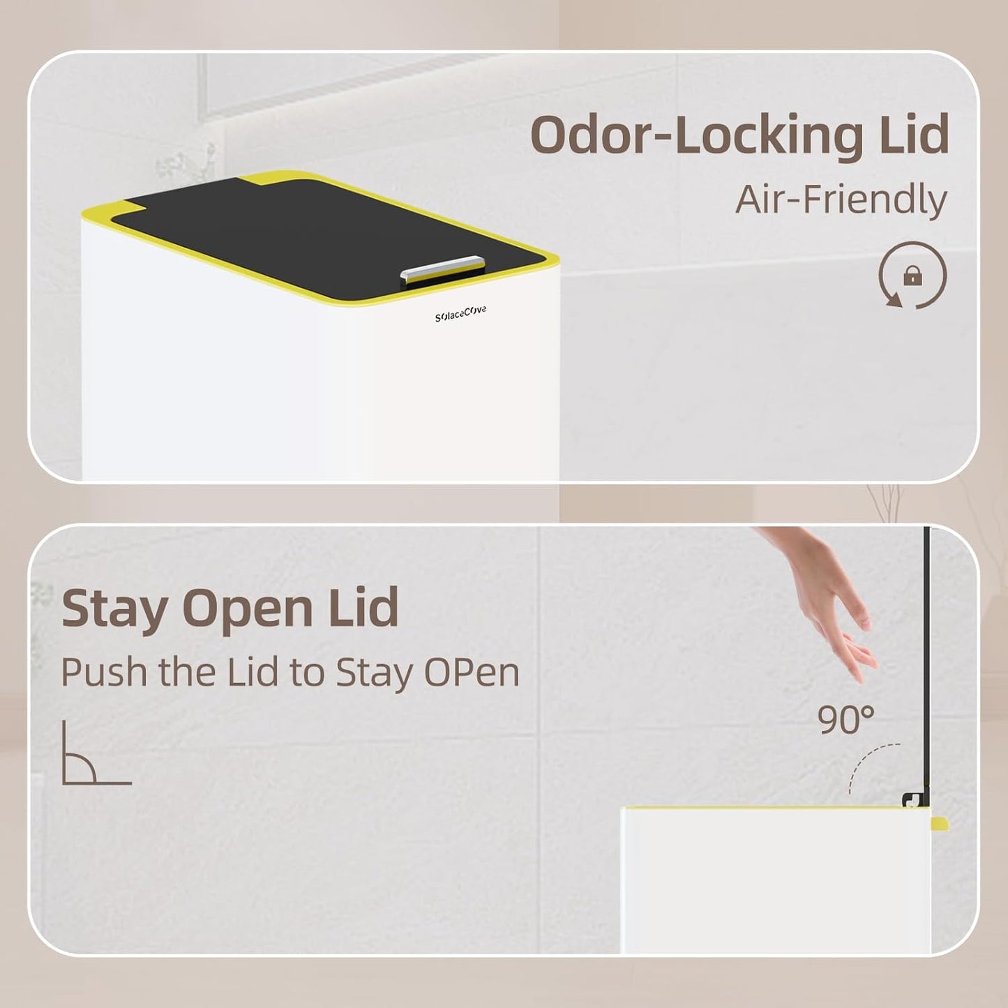 Stainless Steel 4 Gallon Slim Trash Can with Lid,15L Bathroom Garbage Can with Removable Wastebasket, Rectangular Garbage Cans for Office、 Bathroom,、Kitchen (White)