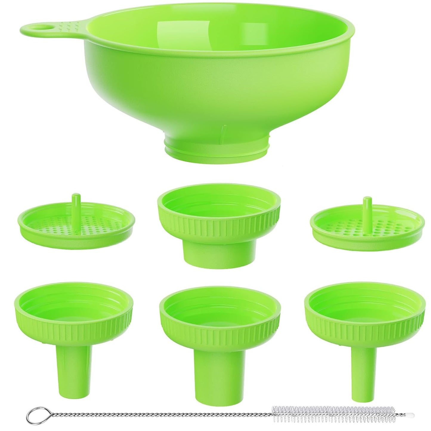 Wide Mouth Kitchen Funnel, Food Grade Plastic Cooking Canning Funnel with 4 Sizes Spouts for Filling Wide and Regular Mason Jars, Spray Dropper Oil Bottle Jug Spices Shampoo Sauce