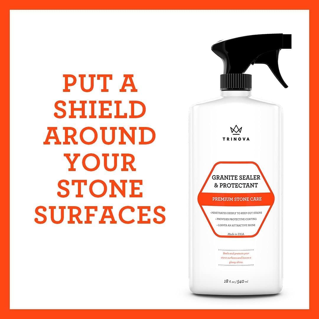 TriNova Granite Sealer & Protectant 18 oz & Gallon Refill Bundle - Guard Your Premium Stone, Enhance Shine, & Protect from Stains