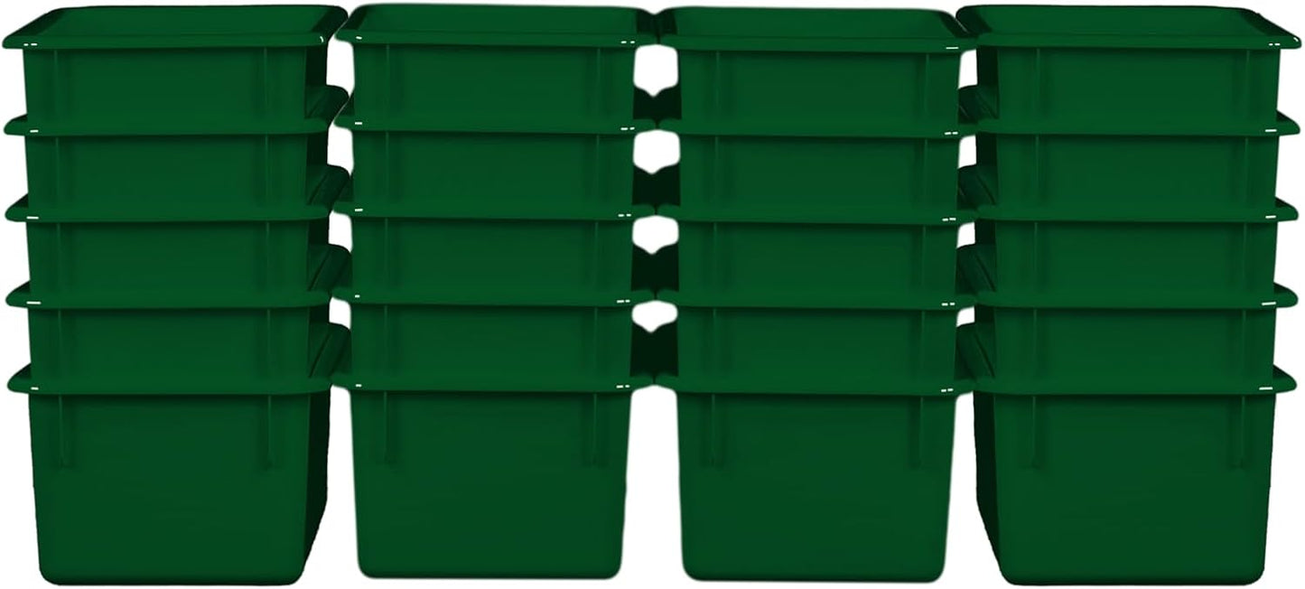 Wood Designs Cubby Storage Bin, Heavy Duty Plastic Containers for Kids Green Cubby Tray Set of 20