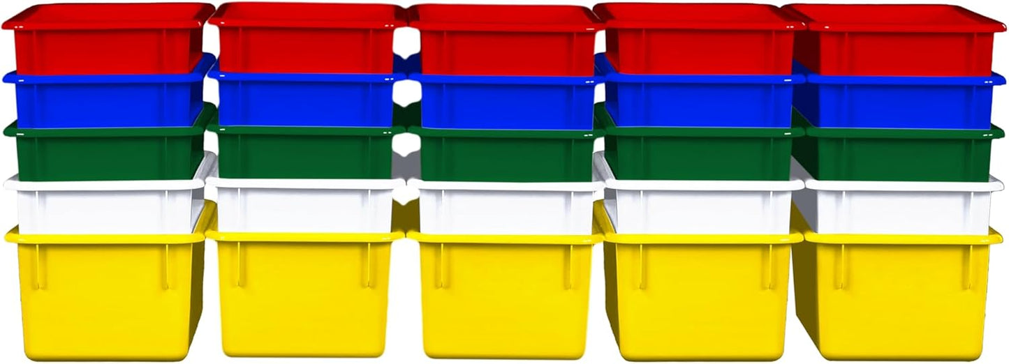 Wood Designs Cubby Storage Bin, Heavy Duty Plastic Containers for Kids Assorted Cubby Tray Set of 30