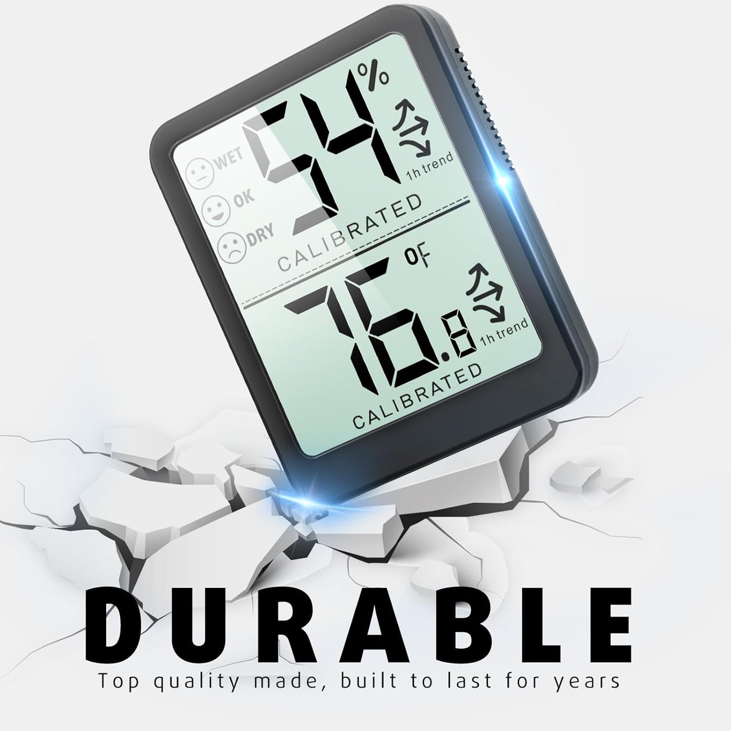 4-Pack Room Thermometer Indoor Hygrometer, Small Digital Temperature and Humidity Monitor Sensor, Temperature Humidity Gauge Meter for Home Baby Room, Plants, Pets - AAA Battery Included