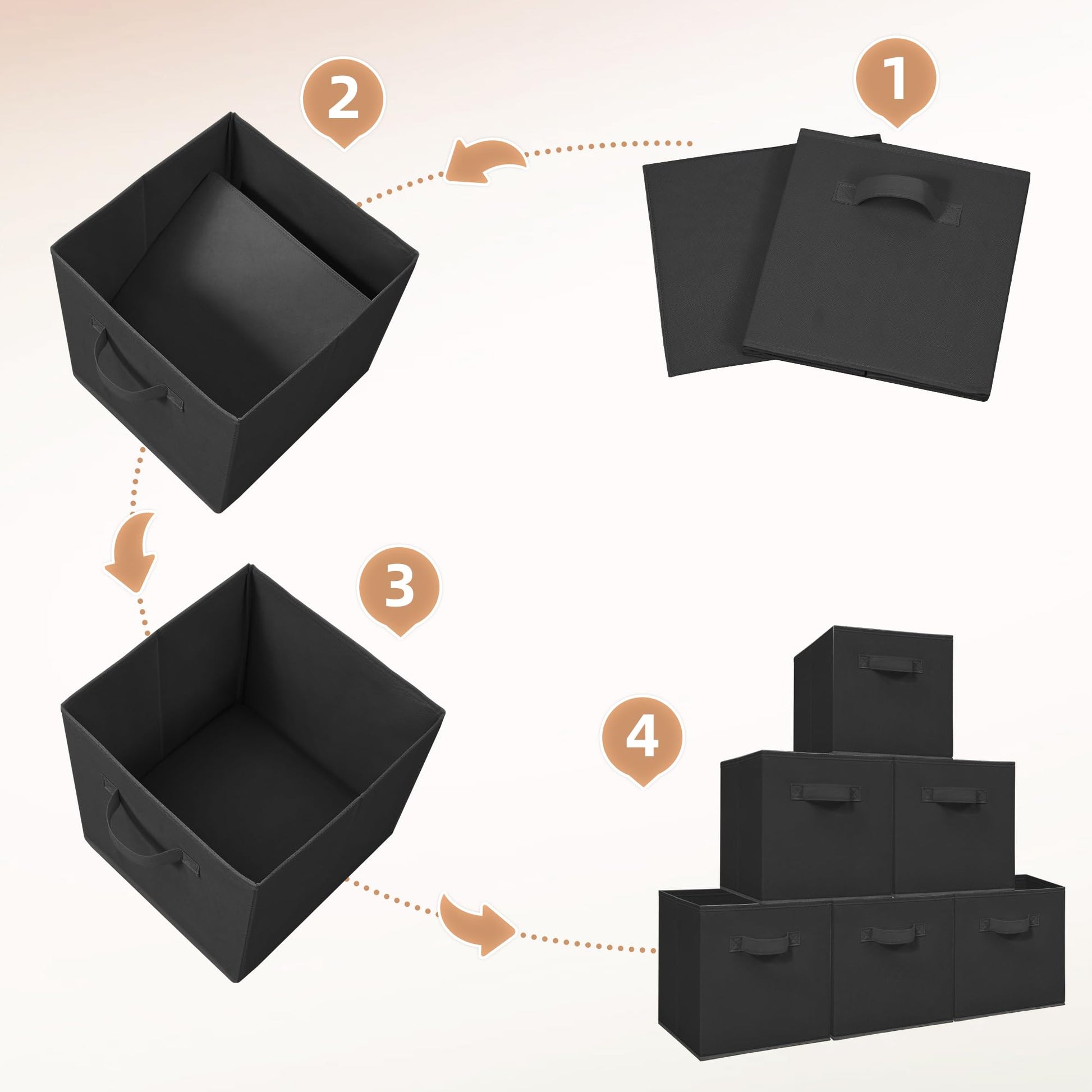 STORAGE MANIAC Storage Cubes, 11 Inch Durable 6 Pack Fabric Foldable Collapsible Bins with Handles