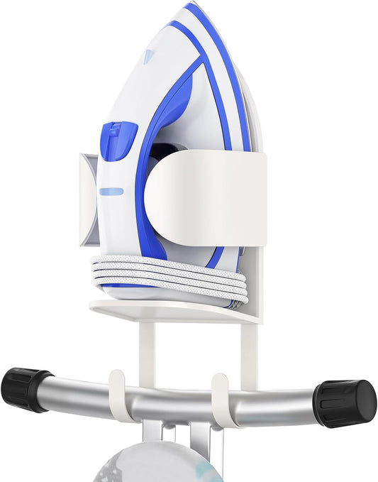 ORLESS Metal Large Ironing Board Holder Wall Mount, Ironing Board Hanger, Iron Board Holder, Iron Board Hook Wall Mount, for Laundry Rooms (White)