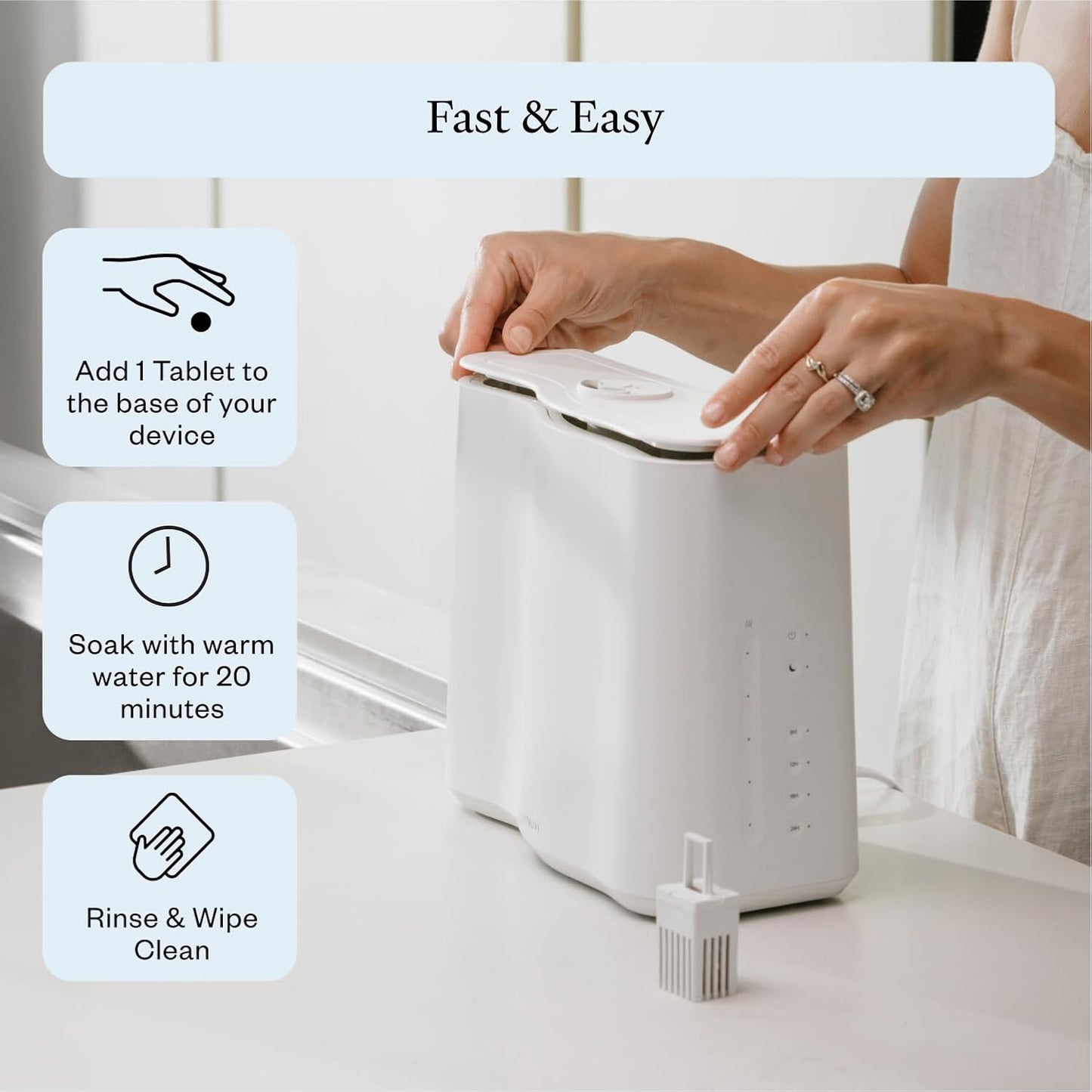 VITRUVI Cleaning Tablets for Diffusers & Humidifiers | Removes Stains & Residue, Prevents Buildup, Enhances Performance | Easy to Use | Made in USA - Pack of 18