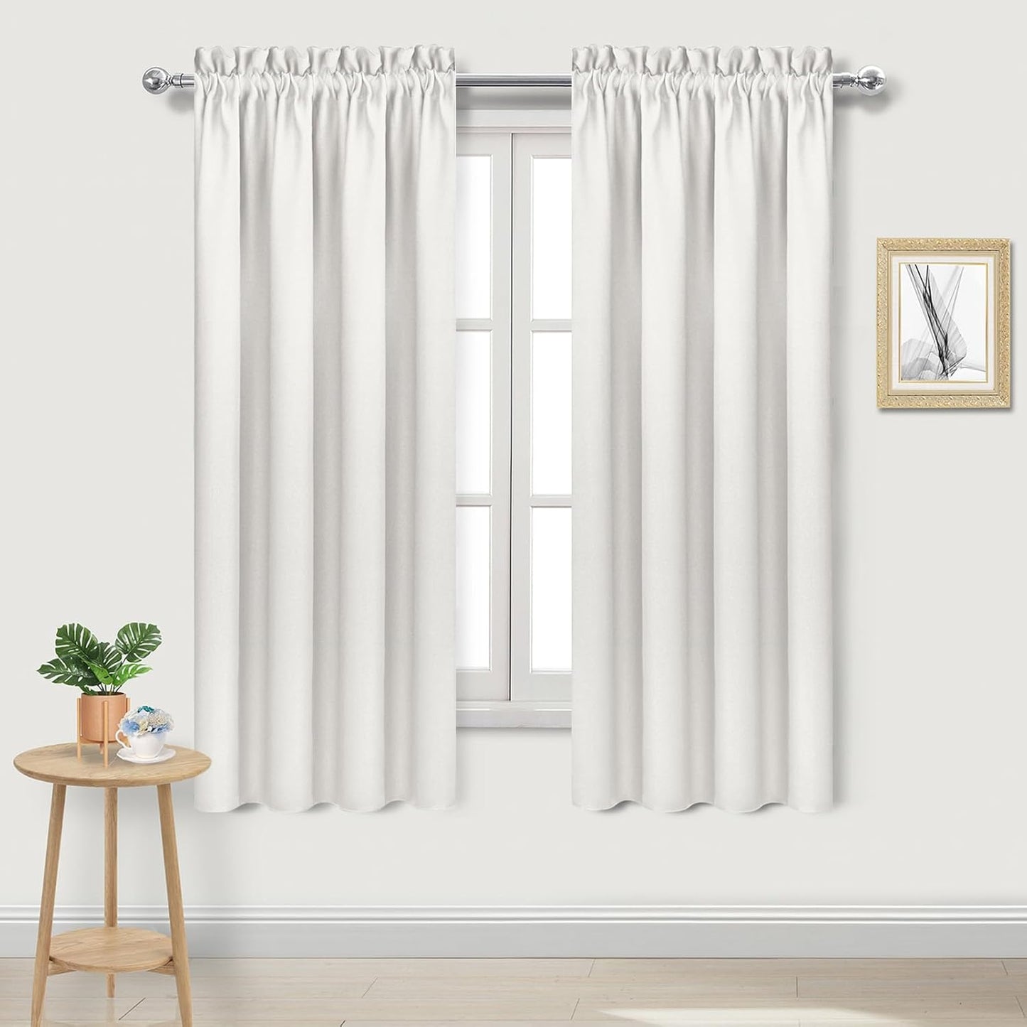 DWCN Blackout Curtains Thermal Insulated, Energy Saving & Noise Reducing Bedroom and Living Room Curtains, Ivory, W 38x L 72 Inch, Set of 2 Rod Pocket Curtain Panels