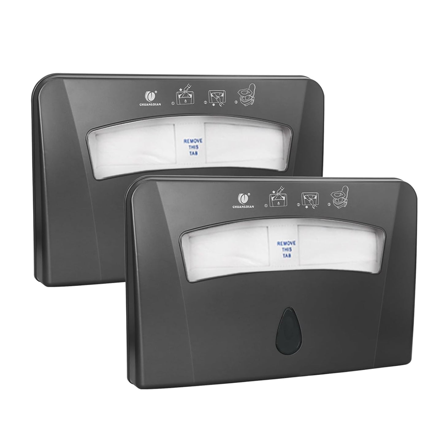 Toilet Seat Cover Dispenser (2-Pcs), Wall Mounted Compatible with Half-fold, CHUANGDIAN, Dark Grey x 2 Pcs