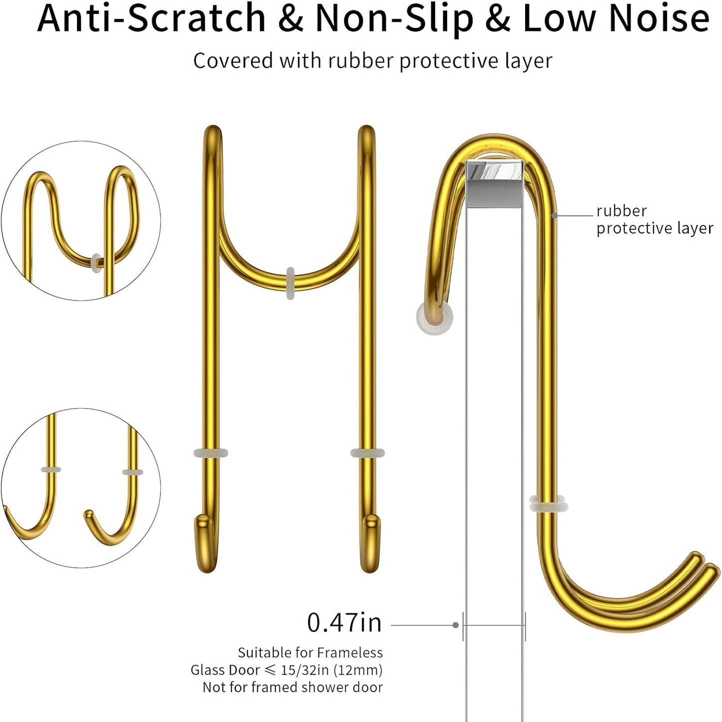 Shower Squeegee Set, 14-Inch Stainless Steel Squeegee, All-Purpose Squeegee for Bathroom, Shower Doors, Mirrors, Tiles, and Car Windows - 100% Streak Free, Includes Shower Door Hook and Adhesive Hook