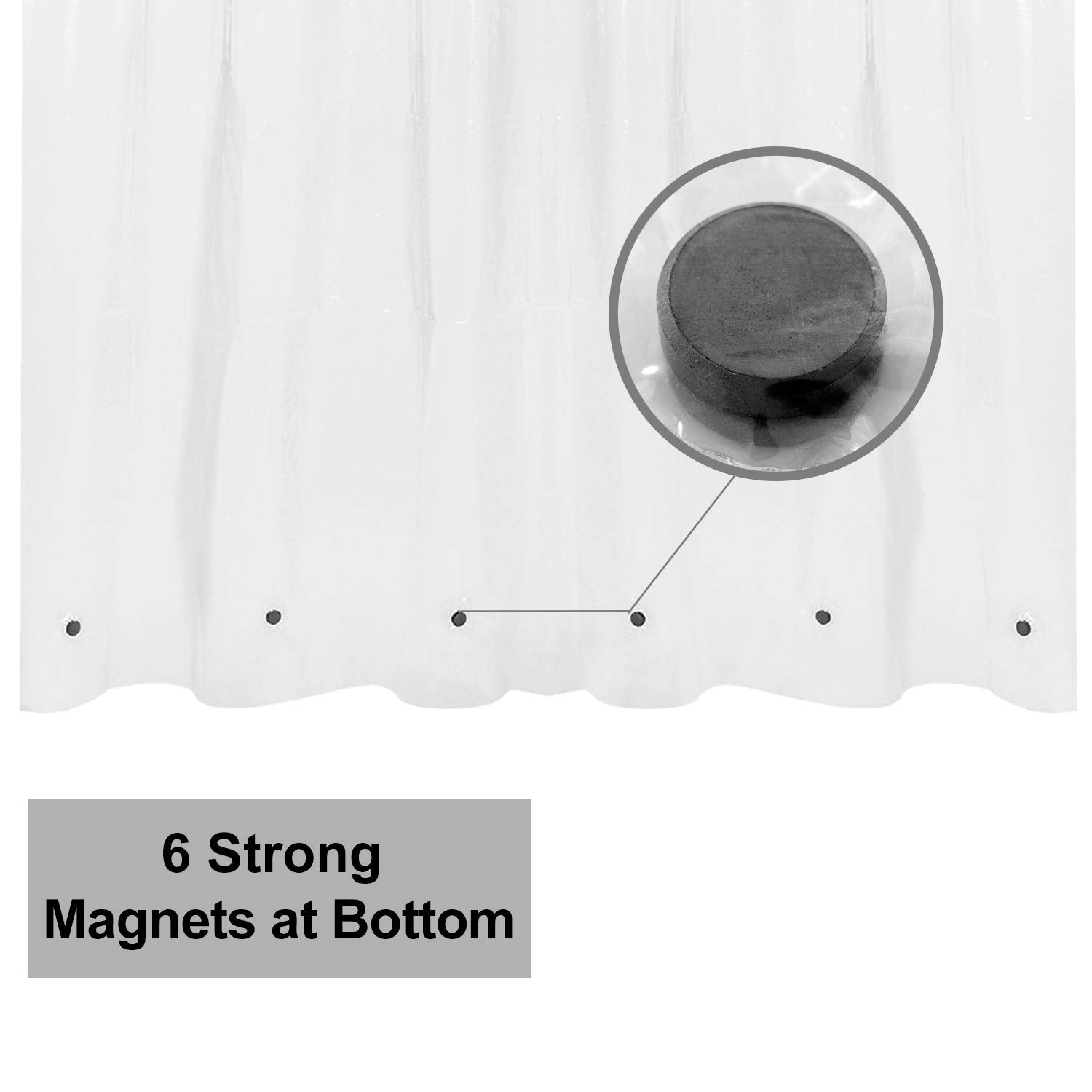 Barossa Design Heavy Duty Shower Curtain Liner with 6 Magnets, Clear, 72x72