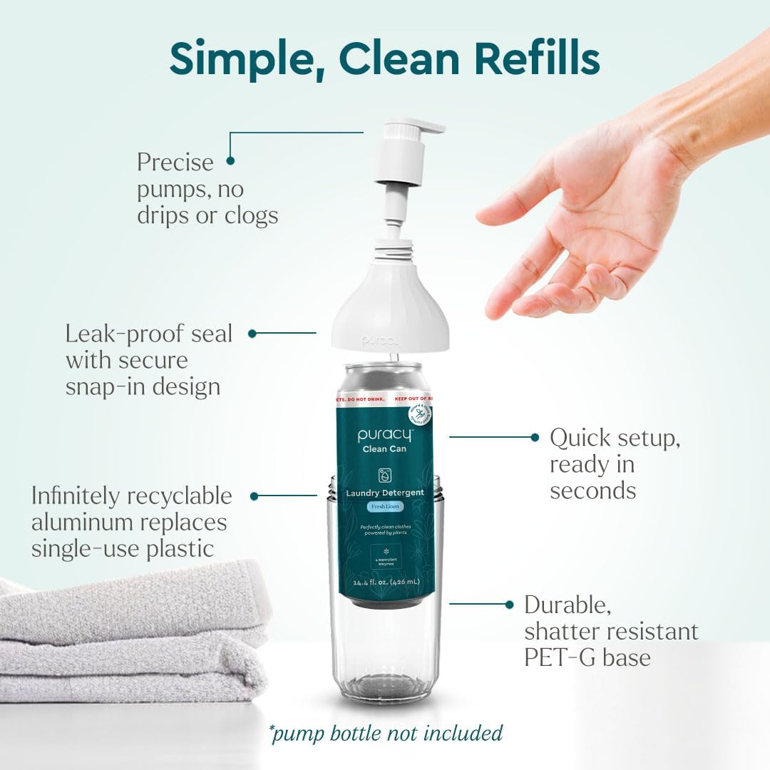 Puracy Liquid Laundry Detergent Clean Can Refill - Enzyme-Powered Liquid Laundry Detergent Concentrate, Natural Laundry Detergent Seen on TikTok, Non-Toxic (Fresh Linen, 14.4 fl)