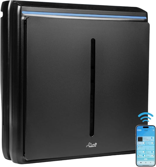 Rabbit Air, A3 SPA-1000N Air Purifiers for Home, Ultra Quiet HEPA Air Purifier - Wall Mountable Air Purifiers for Home Large Room, Allergies, Dust, Mold, Smoke & VOCs - (Black, Pet Allergy Filter)