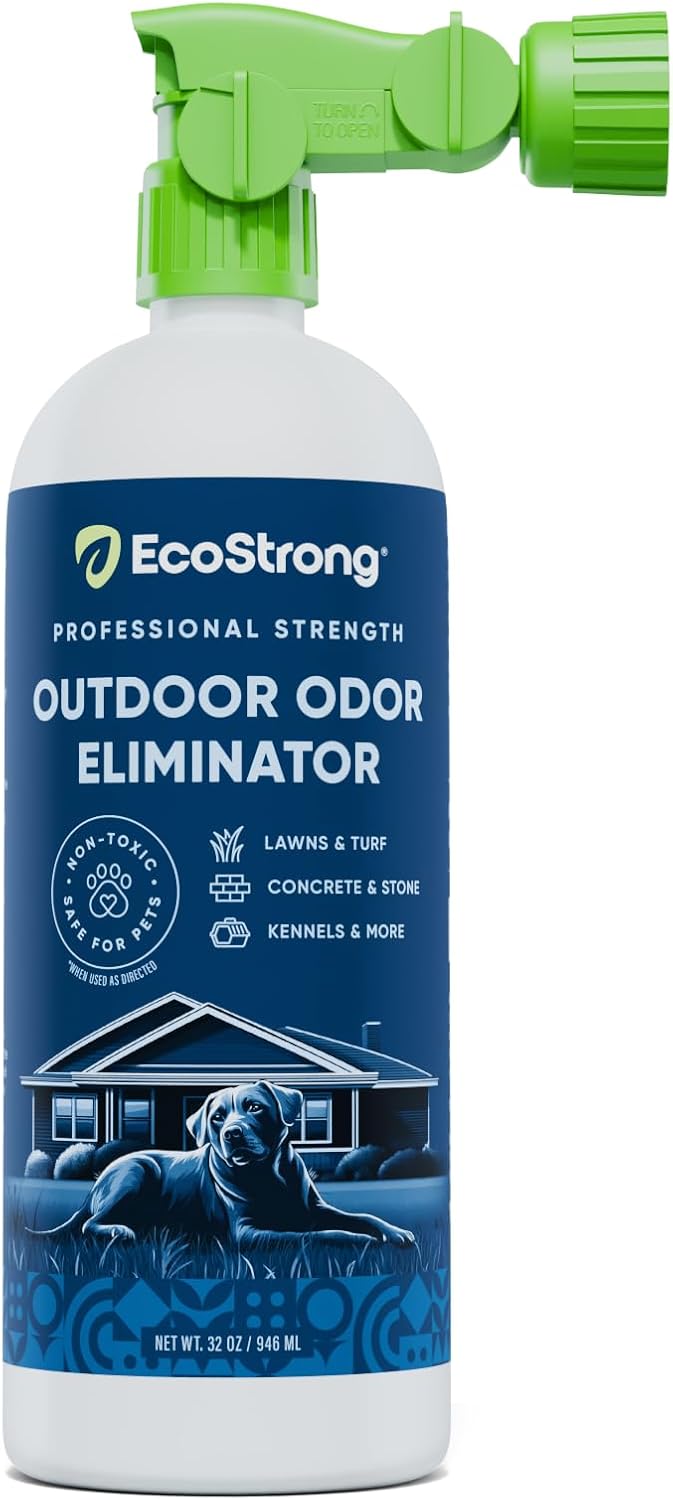 Outdoor Odor Eliminator | Outside Dog Urine Enzyme Cleaner – Powerful Pet, Cat, Animal Scent Deodorizer | Professional Strength for Yard, Turf, Kennels, Patios, Decks (32oz)